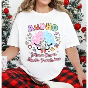 100% Cotton Neurodiversity Unisex Shirt, Cute ADHD Autism AuDHD TShirt, Funny Neurodiverse Tee for Women Men, Neurodivergent, Neurospicy Gift for Nurse, Therapist, Teacher