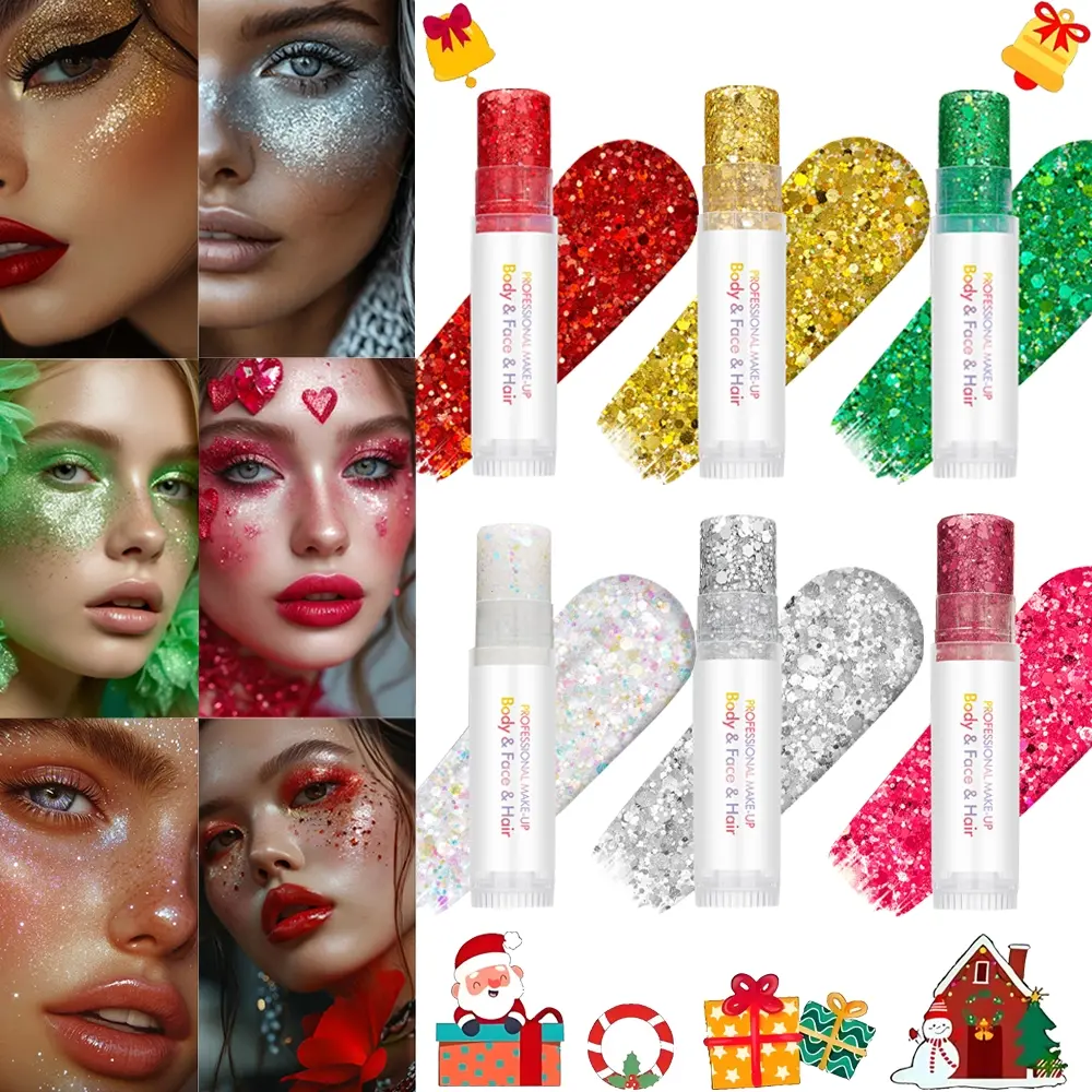 Body and facial glitter, Face Glitter, with long-lasting shine, suitable for holiday and Christmas party makeup, Sparkly Shimmer Glitter Pigment