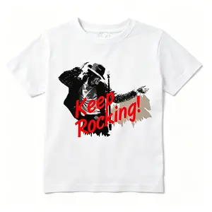 Men's Michael Jackson Glove Portrait Graphic T-Shirt, Menswear Short-Sleeve Round Neck Casual Loose Vintage Music Printed Shirt for Guys Gifts