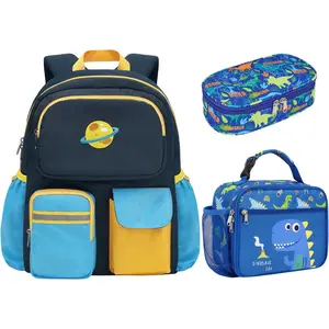 P-CPB05   Kids Backpack for Boys - 15 Inch Preschool Kindergarten Bookbag for Children 3 to 8, Elementary School Backpack with Lunch Box and Pencil Case Set