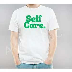 Self Care Green Casual Tees - Relax Unisex Top with trendy Design, Short Sleeve, Top Quality Fabric - Tshirt Streetwear Comfort Summer Cotton