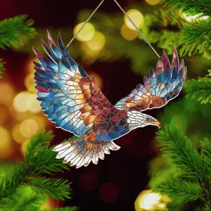 Native Spirit Eagle Ornament - Stained Glass Look Christmas Gift Decor