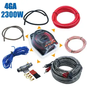 2300W 4GA Car Audio Amplifier Wiring Kit, Premium Subwoofer Install Cable Set with RCA Cord, Power Wire, Ground Wire and Fuse Holder for Car Stereo