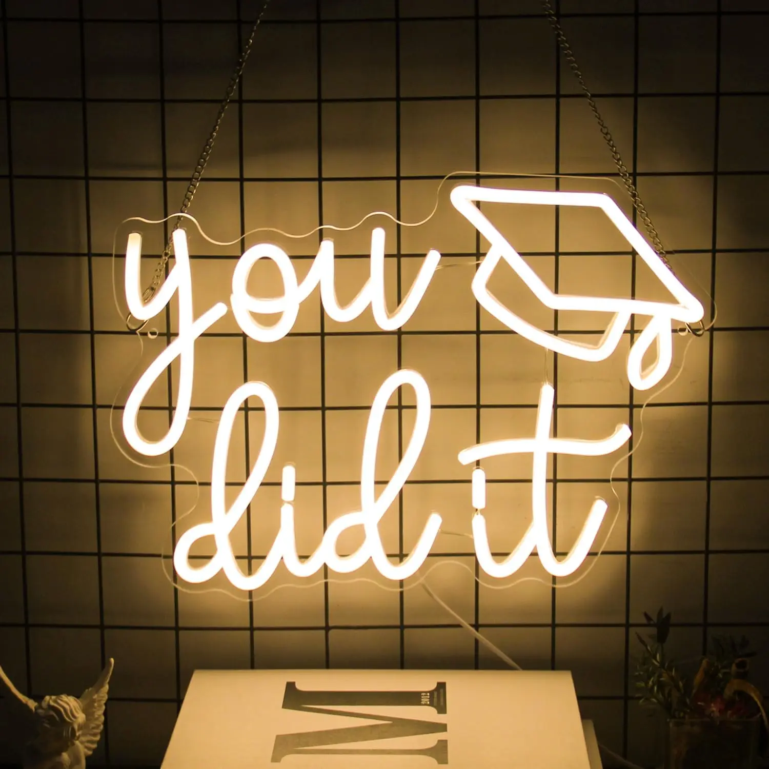 Congrats Grad Neon Sign You Did It LED Neon Light Sign Warm White Congrats Light up Sign Background Neon Signs for Wall Decor Celebrate Neon Lights for Class of 2026 Graduation Party Decor Gift