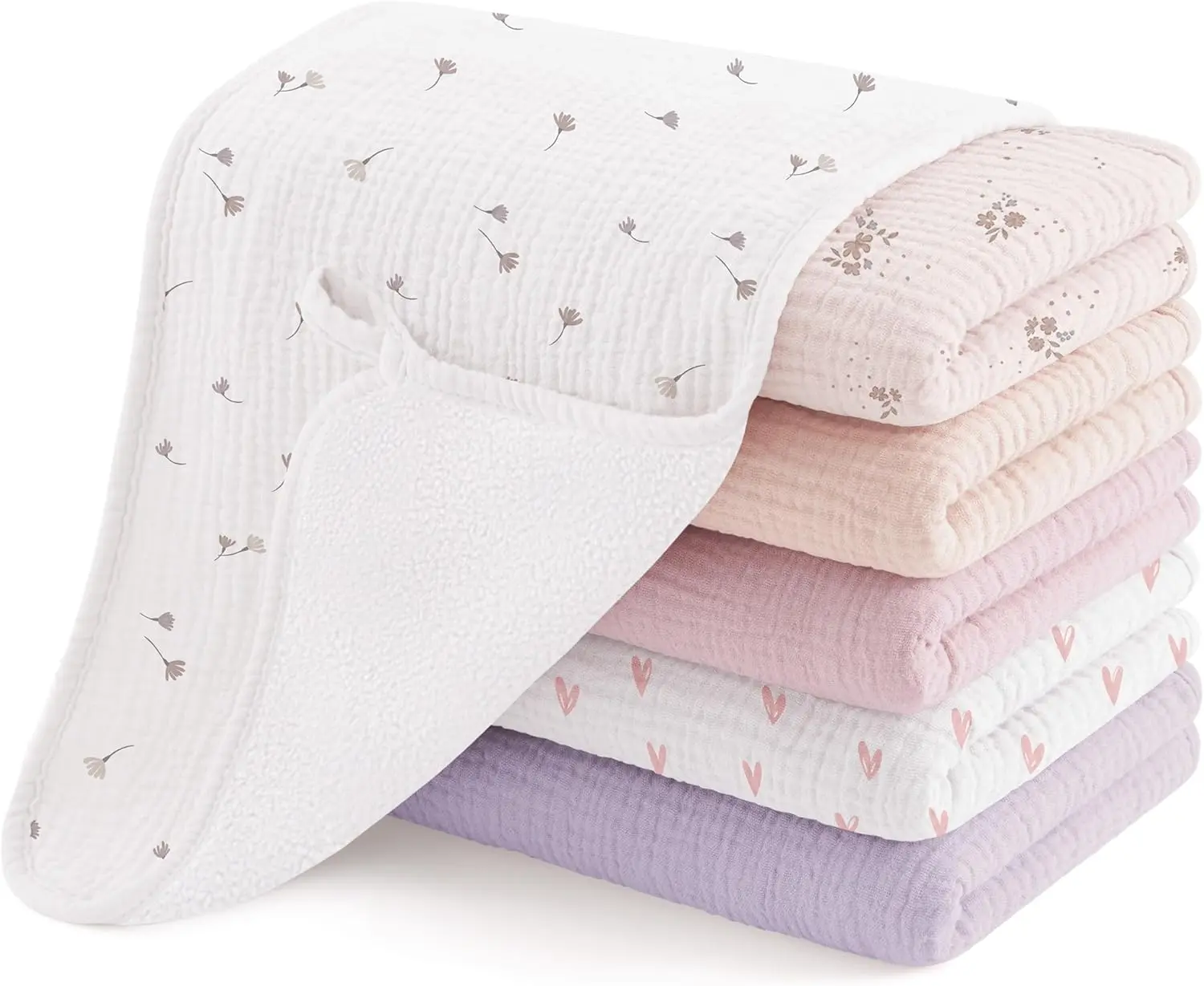 Muslin Burping Cloths for Babies, Soft Unisex Newborn Essentials, Large Extra-Absorbent 20x10in Washcloths, 6-Pack Gift