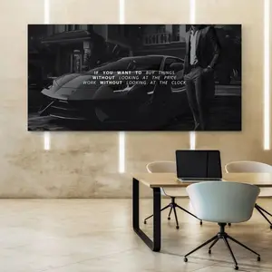 Entrepreneur Wealth Mindset Quote Wall Art Motivation Canvas Office Decor Sports Car Success Boss Luxury Lambo Poster Hustle Sign Printable Photo Round
