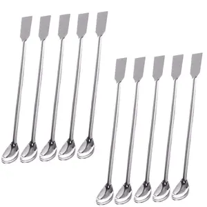 10PCS 2 in 1 Stainless Steel Lab Spoon Spatula/Laboratory Sampling Spoon Mixing Spatula - Home Improvement.