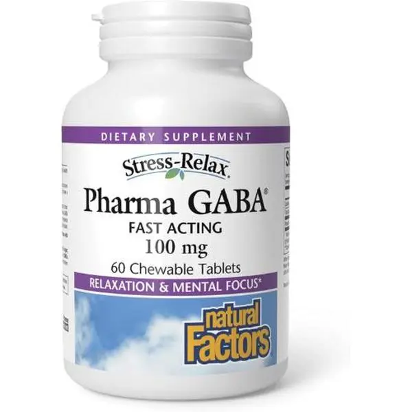 Natural Factors Pharma GABA Dietary Supplement - Sugar Free, Dairy Free Chewable for Adults & All Ages - Supports Calm, Focus, Brain Health, Carbon Neutral Relaxation Aid, Aids Focus