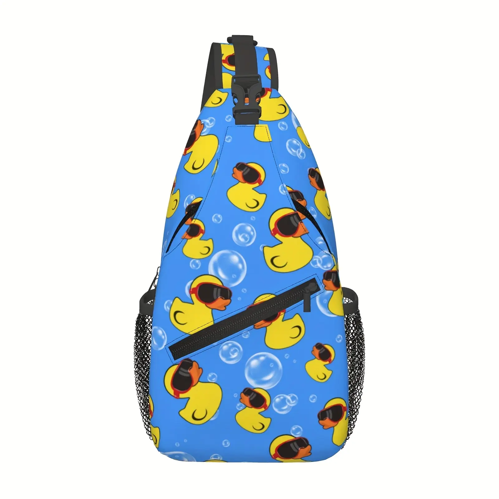 Men's Crossbody Chest Bag, Preppy Street Style Duck Graphic Sling Pack - Multi-function Polyester Bag for Party, Travel, Camera, Holiday, Casual