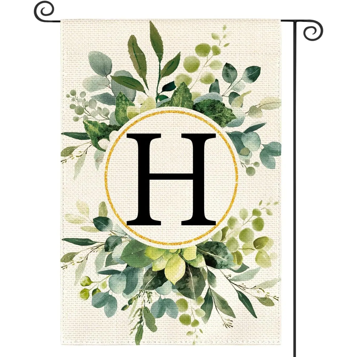 PAUSEBOLL Colorlife Monogram Letter H Floral Garden Flag 12x18 Inch Double Sided Outside, Family Last Name Initial Yard Outdoor Decoration