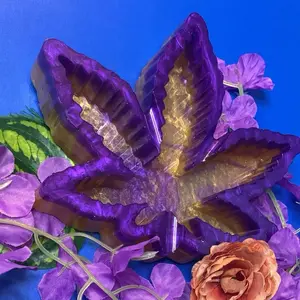 Epoxy Resin Ashtrays - Purple Design with Floral Accents, Versatile and Durable Material for Home Use