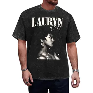 100 Percent Cotton Vintage Style T-Shirt Lauryn Hill Portrait And Name Graphic Summer Wear Gift For Music Lovers And Fashion Enthusiasts