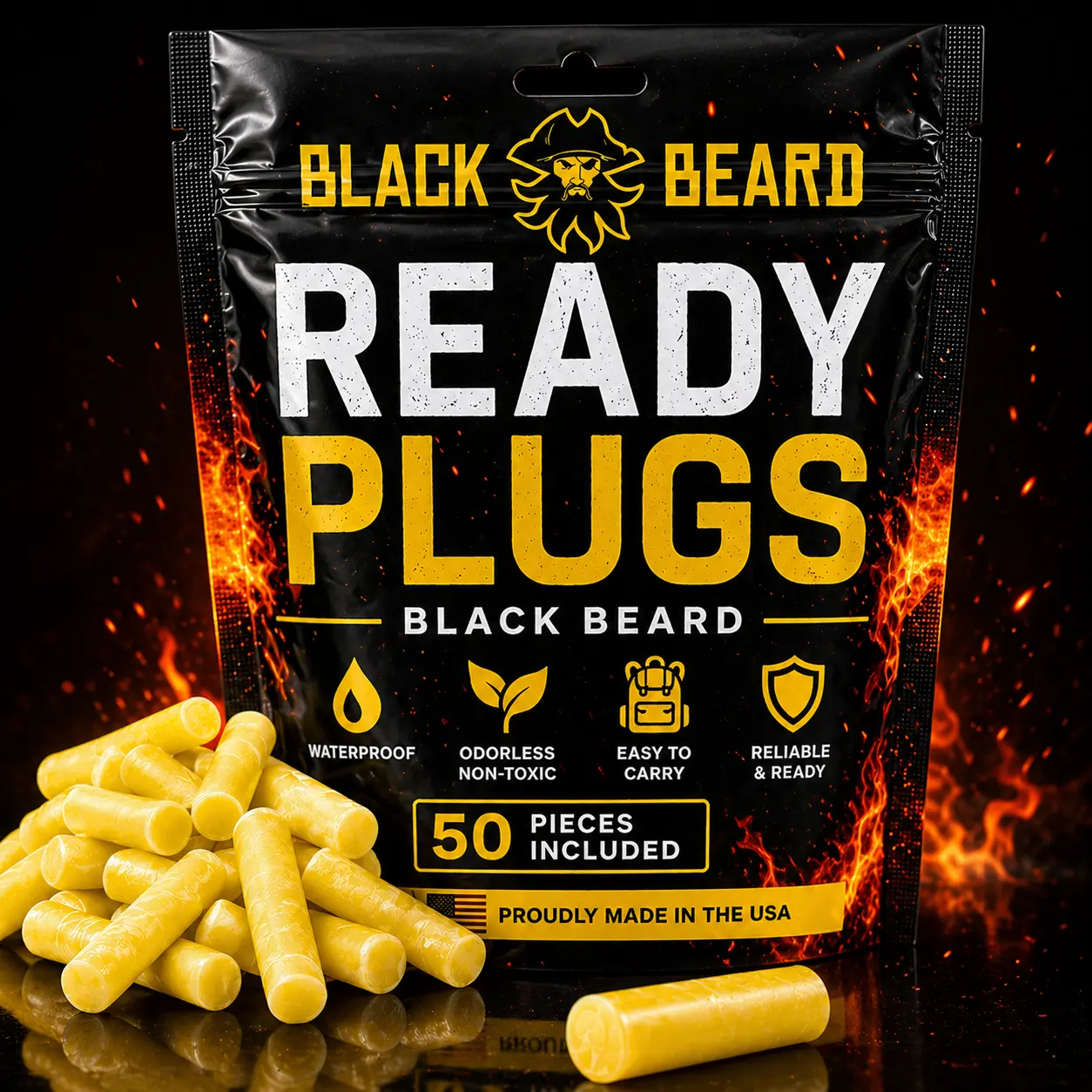 BLACK BEARD FIRE STARTERS Natural Ready Plugs, Sports & Outdoor Camping Hiking Fire Starter Accessory