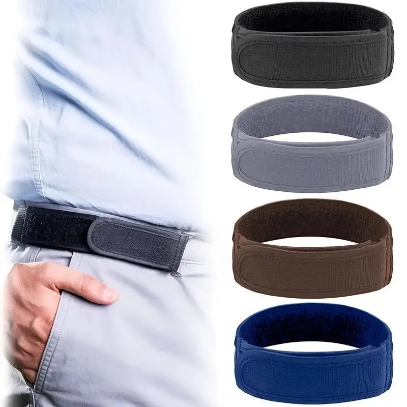 Women's Buckleless Versatile Fashion Waist Belt 2-Pcs Set, 1.5 Inch Belt Loops Fit, Invisible Slip-On, Adjustable Size, Effortless Use, Stretch, Ultra-Soft Edge Padding, Fits Men's Pants & Shorts, Casual Wear, Black (for both sides)