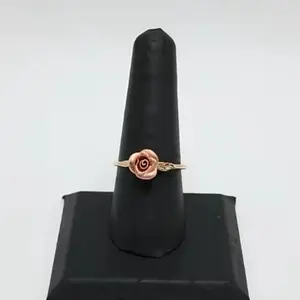 Gold Tone Rose Ring for Women – Elegant Floral Design Adjustable Ring