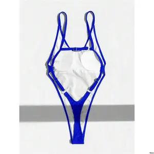 Women sSolidColorBacklessOne - PieceSwimsuitForBeachVacationSummer