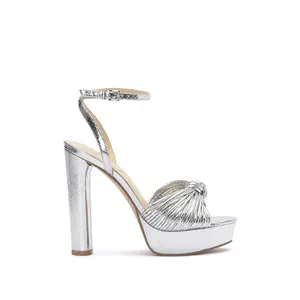 Immie Platform Sandal in Silver Snake