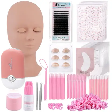 Lash Clusters Kit with Mannequin Head & Tweezers, DIY Cluster Lashes, Diy Eyelashes Clusters, Eyelash Extension Supplies for Practice, Eye Makeup Tool, Christmas Gift, Cosmetics Accessories