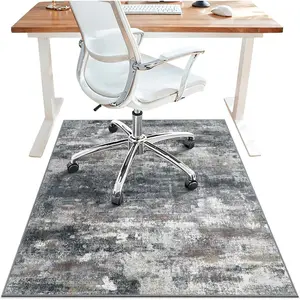 Office Chair Mat for Hardwood Tile Floor, Abstract 36"X 48" Desk Mats for Office Chair on Rolling Chairs Carpet, Desk Anti-Slip 1/5" Thick Rug for Computer Chair, Thin Low-Pile Floor Mat, Dark Gray