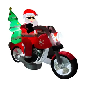 Fraser Hill Farm 7" Wide Prelit Santa on Motorcycle Inflatable