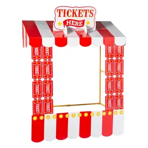 Carnival Ticket Booth Cardboard Tabletop Hut with Frame Decorating Kit – 56" x 74", 6 Pcs
