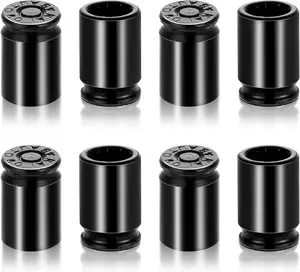 8 Pcs Bullet Valve Stem Caps Aluminum Alloy Tire Valve Stem Caps Dustproof Tire Air Stem-Covers for Cars Motorcycle SUV Trucks Bike (Black Color)