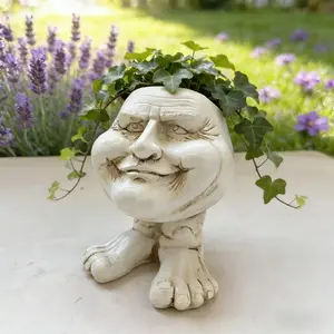 1pc Planter Planter Planters Face Statue Flower Pot Head Face Funny Expression Planter Pot Unique Pots for Outdoor Garden Gardening Lovers Unique Humorous Decoration Garden Accessories