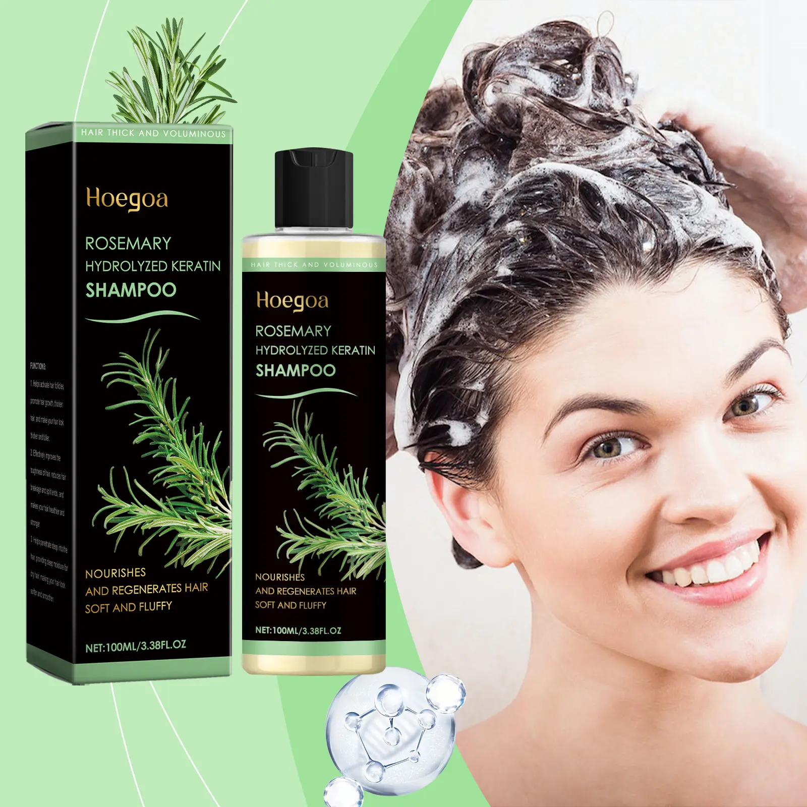 Rosemary Keratin Volumizing Haircare Shampoo - Scented, Lightweight Daily Cleansing Liquid for Smooth, Soft, Healthy Hair, All Hair Types, 100ml Single Bottle, Youth, Supports A Fuller-Looking Hairstyle, Daily Use, All Types, Hair Products, Cleanser