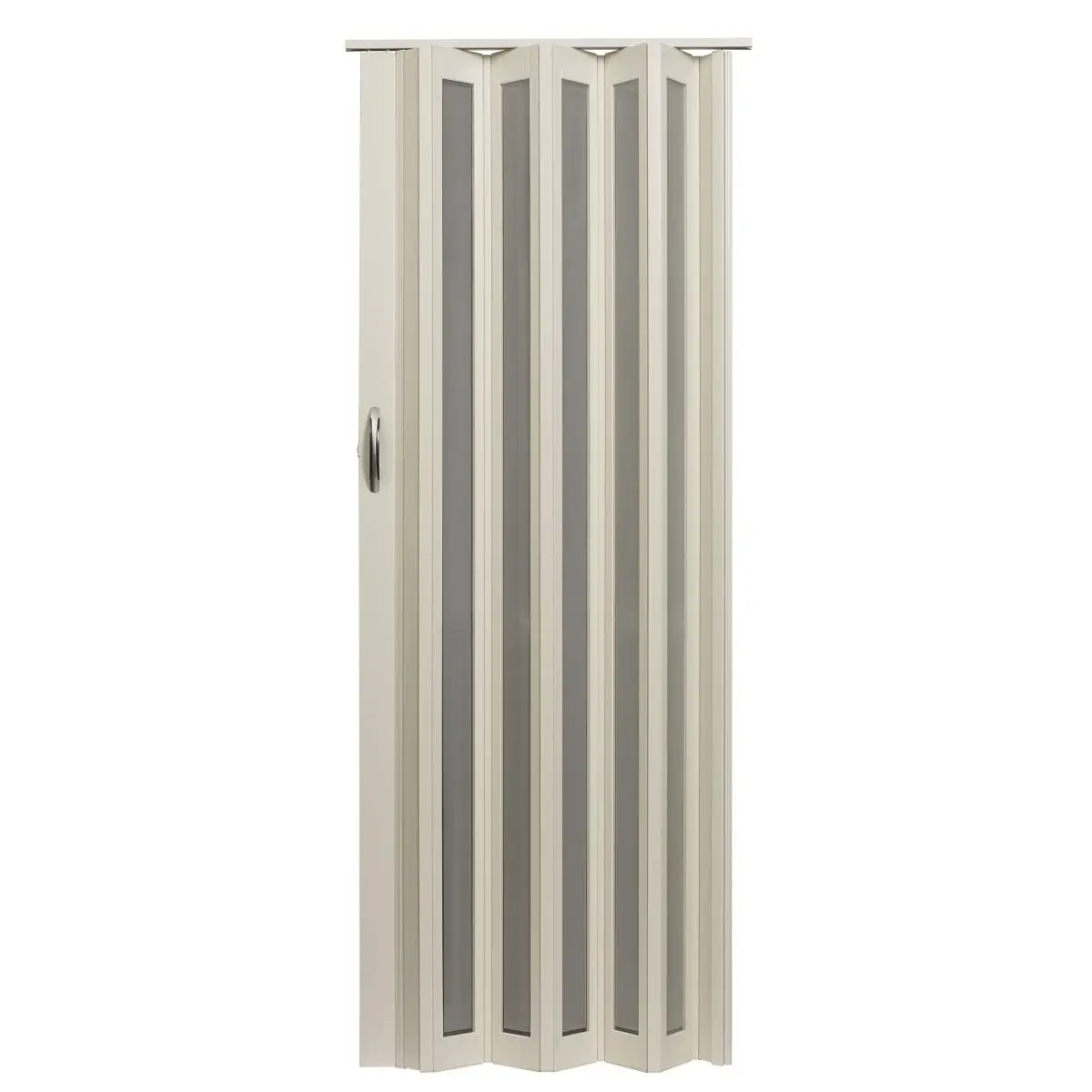 Vinyl Contemporary Handle Folding Doors - Metro Frosted White Turquoise, Dual Wall Construction, Lockable Handle, Maintenance-Free Rollers, Quiet Operation, 36 w x 80 h in, 3-Year Warranty, for Home Improvement & Building Supplies, Three Year