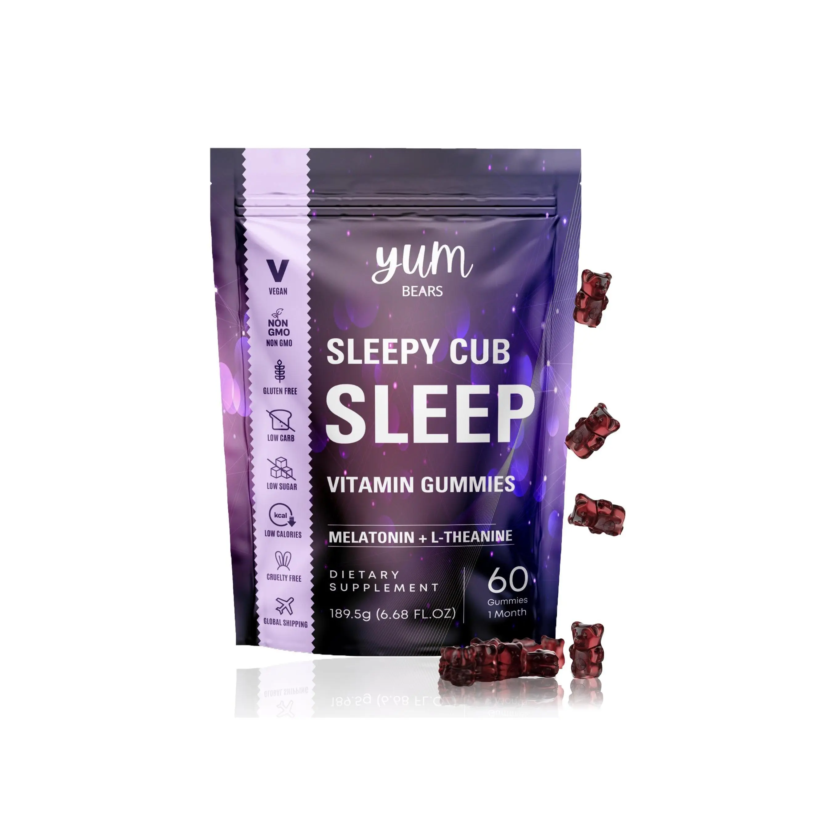 YumBears Sleepy Cub SLEEP GUMMIES - Natural Sleep Support for Adults, Non-Addictive, Zero Unnatural Chemicals, Helps Wake Up Alert.