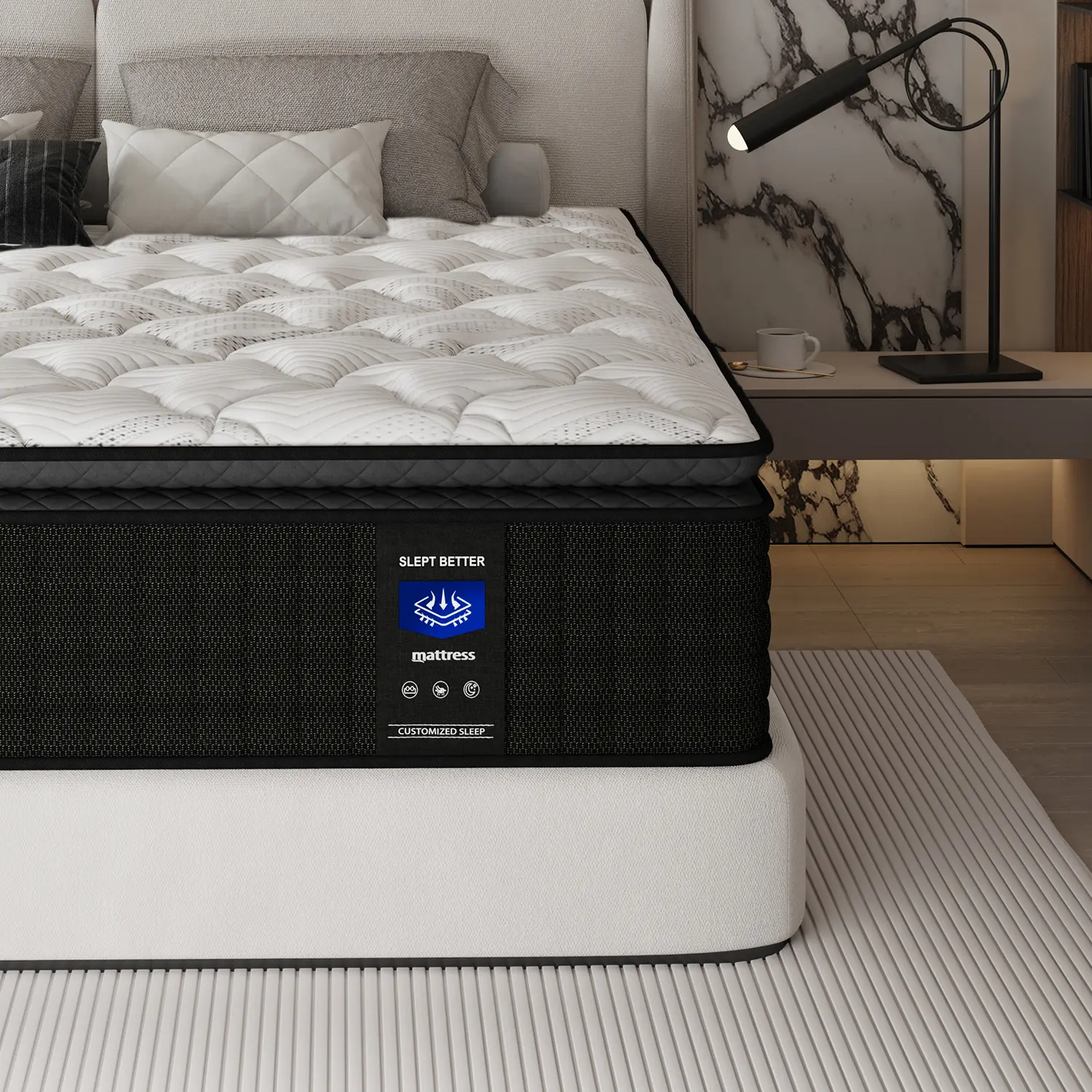 Hybrid Spring Mattress in a Box (10/12/14in) - Medium Firm, Pressure Relief, Spine Soothing - Twin, Full, Queen, King Sizes - King Size Bed Compatible for All Ages