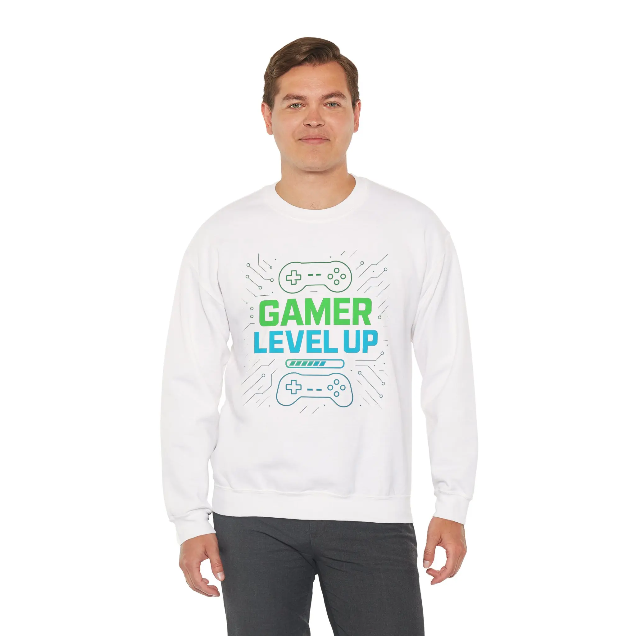 Gamer Level Up Crewneck Sweatshirt - Perfect for Gaming Enthusiasts, Birthday Gifts, Casual Wear, Streaming Events, Gift for Gamers