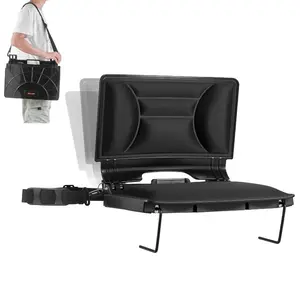 VEVOR Stadium Seat, Portable Bleacher Seat with Armrest, Back Support and Thick Cushion, Bench Chair for Bleacher Includes Shoulder Strap, Hooks, Cup Holder, Black Football Bleachers Seats, 2PCSVEVOR Super Brand Day