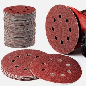 SJPACK 5" Sanding Discs 8-Hole 50pcs 1500-2000Grit Hook Loop Sander Orbital Sandpaper Paper Red US