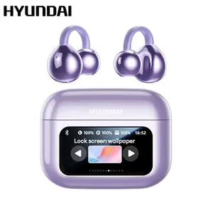 HYUNDAI M100 Clip On Ear Headphones With Audio-Visual Future Touch Screen, Audio Wireless Headphones for Music & Phone Calls,Sport Waterproof & Sweatproof