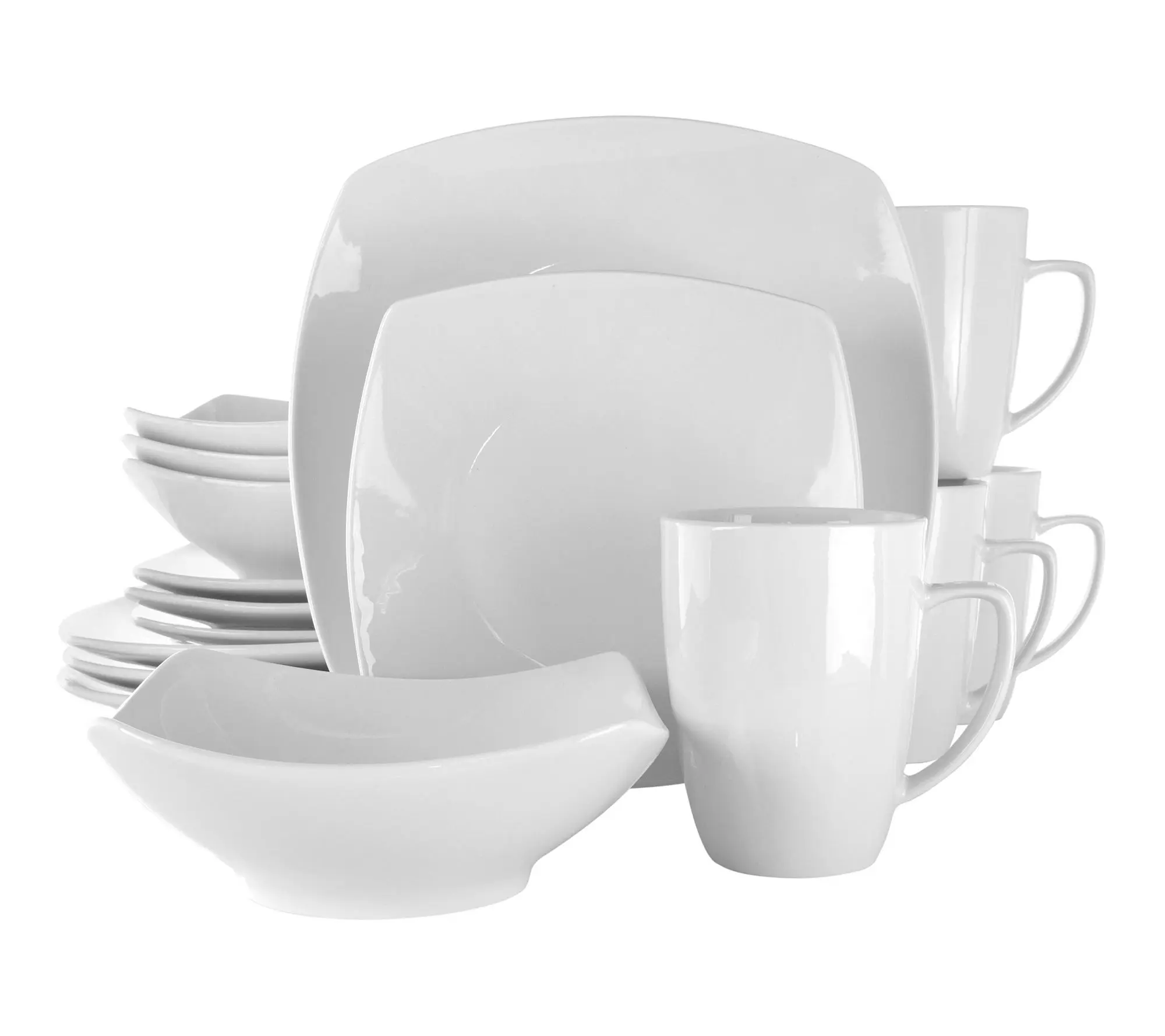 Elama Hayes 16 Piece Square Porcelain Dinnerware Set