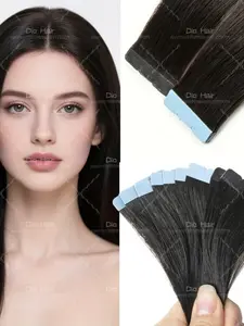Mini Tape in Hair Extensions, Straight Human Hair, 100% Real Hair, 10pcs-Pack, 12-20 Inch, Easy Apply, Damage-Free, Party & Sleek Hairstyle