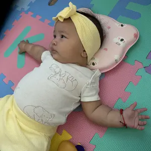 Memory Foam Baby Pillow for Newborn Flat Head Baby Pillow Machine-Washable Neck Support Prevent Flat Head Cotton