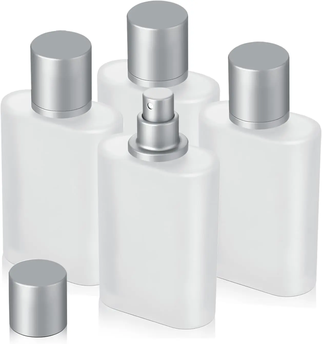 4 Pack 100ml/3.38 Oz Empty Frosted Glass Spray Bottle Perfume Atomizer, Refillable Spray Empty Perfume Bottles Fine Mist Atomizer  Container for Travel (4 Pcs 100ml Frosted Bottles)