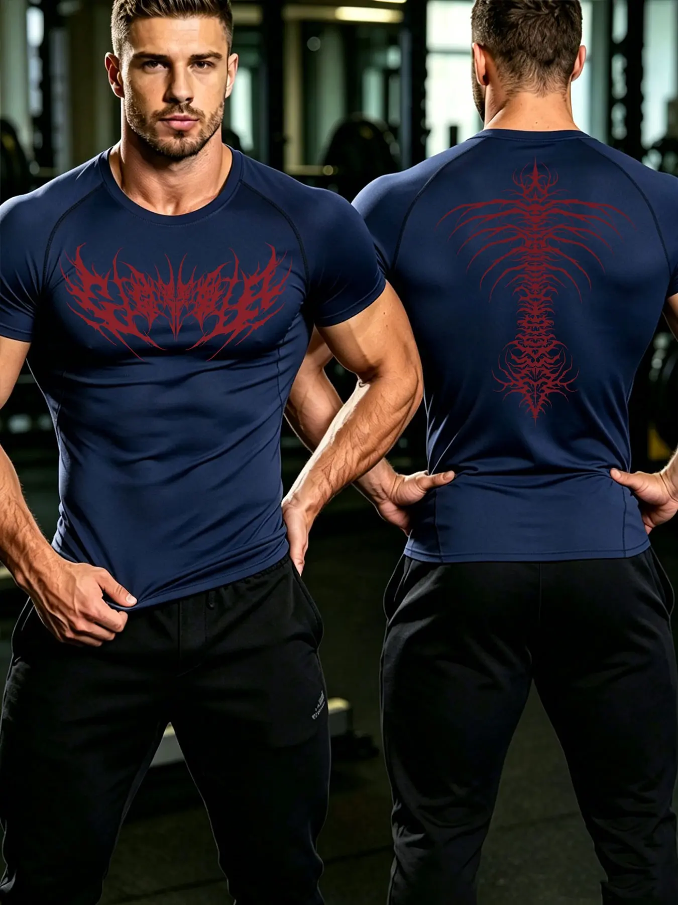 Men's Summer Y2K Bone Print Fitness Short Sleeve, Comfortable Breathable Compression Top, Ideal for Outdoor Sports, Gym, Basketball, Soccer