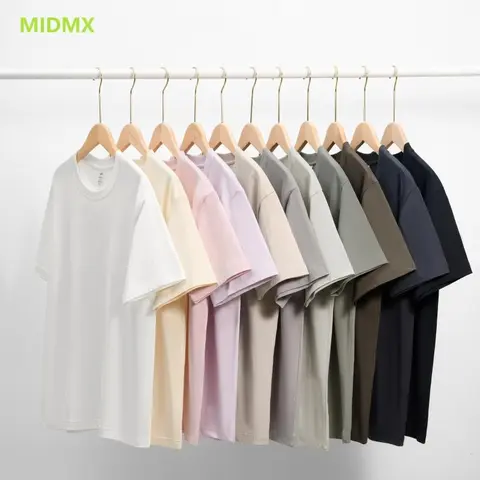 MIDMX Men's 230G Plant-Based Pure Cotton Heavyweight Vintage Oversized Loose Streetwear Crew Neck Short-Sleeve Unisex Drop-Shoulder Tee - Simple, Solid, Soft, Durable, Stone Washed, Machine Washable, All-Season Casual Top for Frequent Sweaters