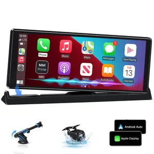 10.26" Carplay Screen for Car, Wireless Apple Carplay & Android Auto with Backup Camera Bluetooth GPS Navigation Siri Voice Control Mirror Link Unique Bracket for All Vehicles