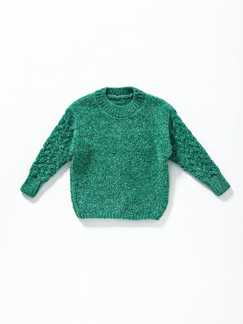 Girls' Winter Green Print Long Sleeve Knitwear Sweater, Affordable Fashion Kids' Top for 12-18m, 2t, 3t