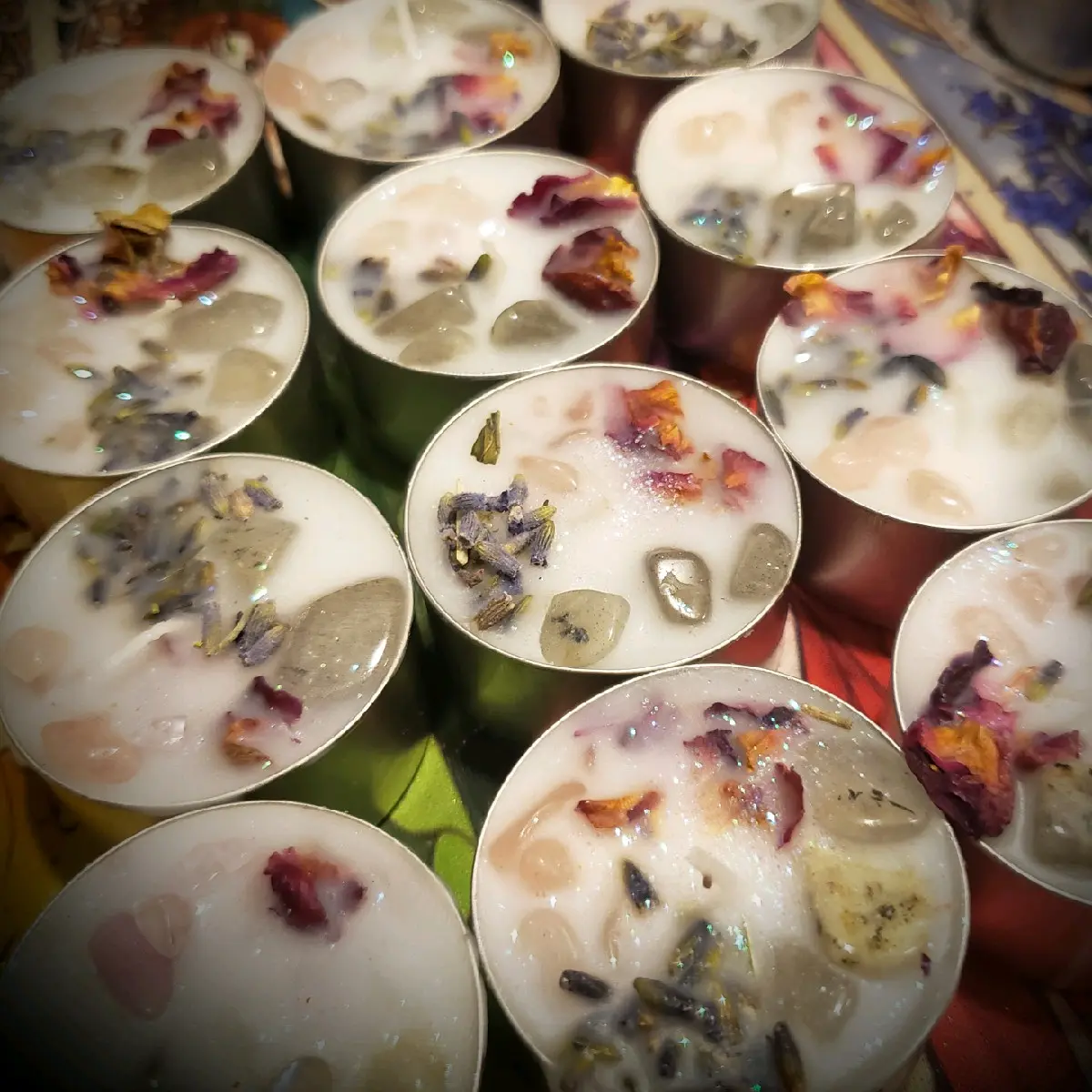 "Divine Feminine" Crystal intention tealight candles 4pk