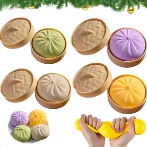 Giant Baozi Squishy Toy with Steamer, Steamed BunDumpling Squishy Stress Reliever, Soft Slow-RisingDumpling Fidget for Stress Relief, Fun Fidget Toy forAdults & Kids
