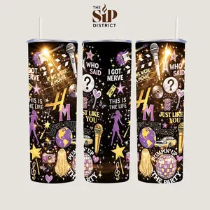 The Sip District. Retro Pop Culture Hannah Montana Inspired Stainless Steel Tumbler 20oz / 40oz With Handle – Best of Both Worlds Fan Travel Mug