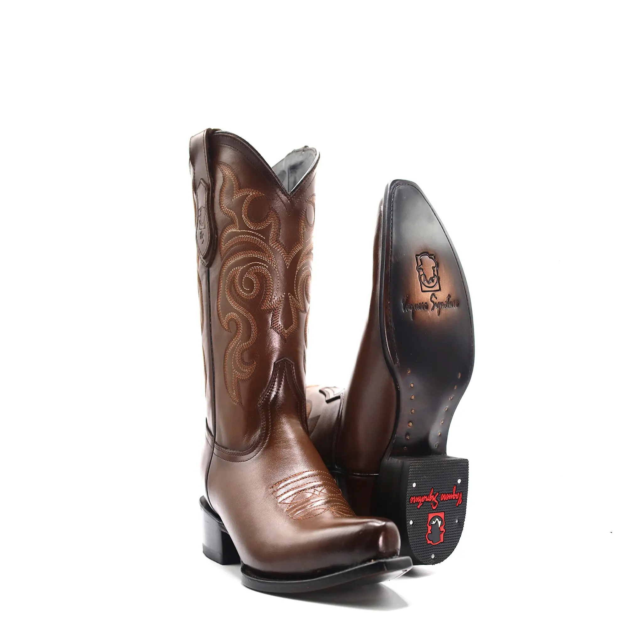 2535003150 - Vaquero Signature Men's Snip Toe Boots Flor Entera Cafe Difuminado