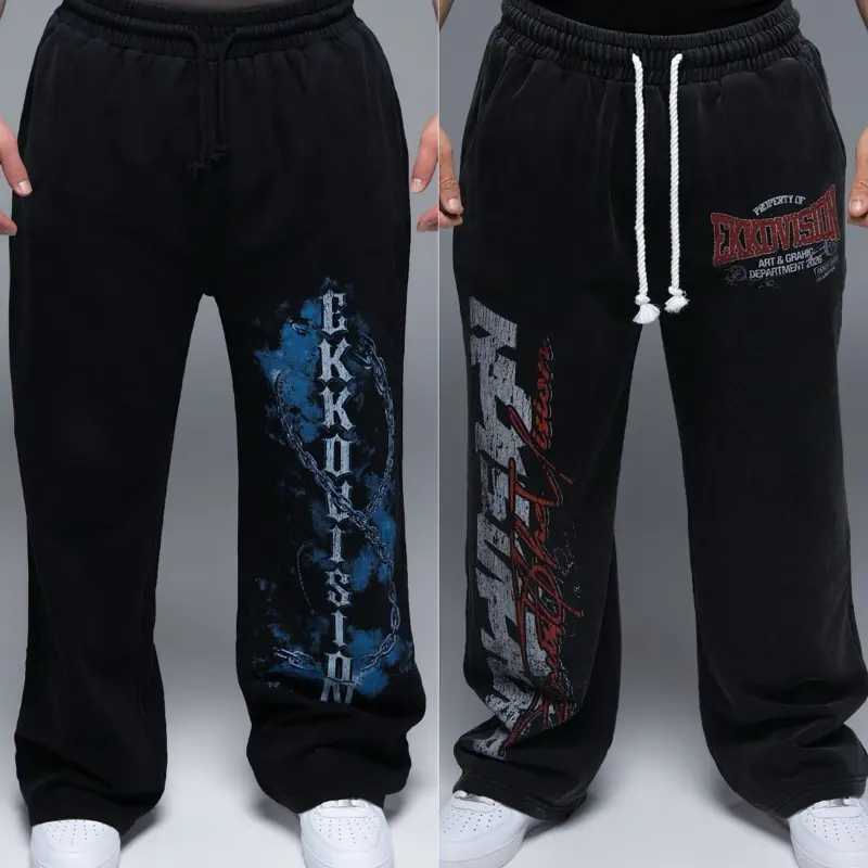 EKKO Oversized Graphic Acid Wash Fleece Sweatpant EKKO Oversized Graphic Acid Wash Fleece Sweatpant