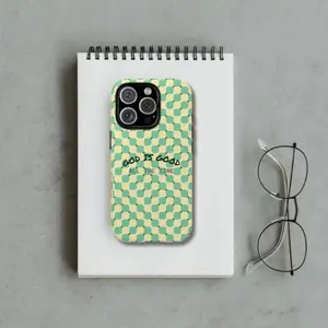 [New Arrivals]God Is Good iPhone Case |   Yellow Green Checkered Pattern