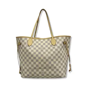 Pre-owned Damier Azur Canvas Tote Bags Louis Vuitton Damier Azur Neverfull MM LV1766
